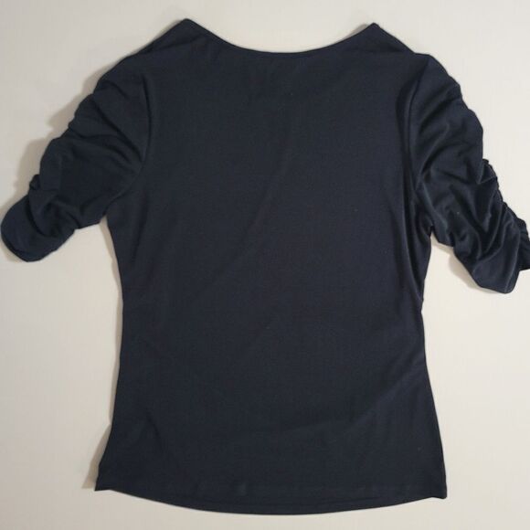 Thalia Sodi Women's Black Elbow Sleeve Keyhole Top - Picture 11 of 12